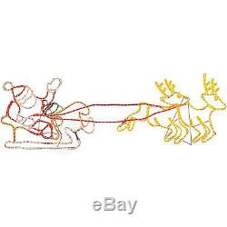 WeRChristmas 1.6 m Large Pre-Lit Santa Sleigh Reindeer LED Rope Light Christmas
