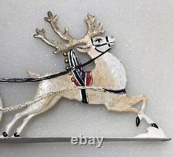 Wilhelm Schweizer Hand Painted Pewter Signed No Date Santa Sleigh Toys Reindeer