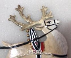 Wilhelm Schweizer Hand Painted Pewter Signed No Date Santa Sleigh Toys Reindeer