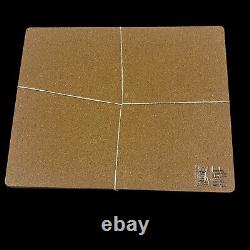 Williams Sonoma Santa Sleigh Reindeer Hard Cork Placemats Lot of 4 Maroon White