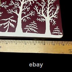 Williams Sonoma Santa Sleigh Reindeer Hard Cork Placemats Lot of 4 Maroon White