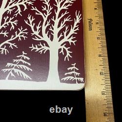 Williams Sonoma Santa Sleigh Reindeer Hard Cork Placemats Lot of 4 Maroon White