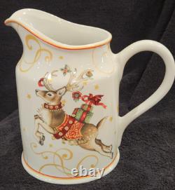 Williams Sonoma Twas Night Santa Sleigh Reindeer Pitcher 64oz New No Box