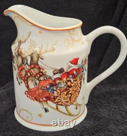 Williams Sonoma Twas Night Santa Sleigh Reindeer Pitcher 64oz New No Box