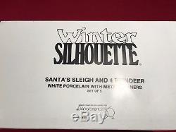 Winter Silhouette Santa's Sleigh 8 Reindeer and Jolly St. Nicholas