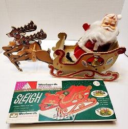 Woolworth Sleigh Santa Reindeer Wooden Folds Down Vintage Christmas Japan