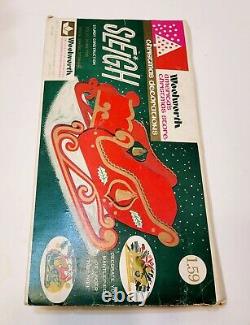 Woolworth Sleigh Santa Reindeer Wooden Folds Down Vintage Christmas Japan