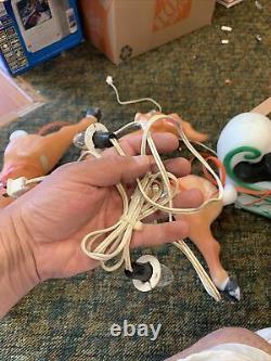 Working Vintage 70's EMPIRE Blow Mold Santa Sleigh Reindeer Red Straps Cords