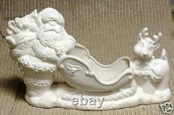 XL Santa Sleigh Reindeer Ceramic Mold Kimple 2576 Christmas HUGE 14x8 MINT