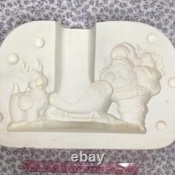 XL Santa Sleigh Reindeer Ceramic Mold Kimple 2576 Christmas HUGE 14x8 MINT