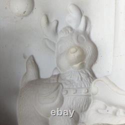 XL Santa Sleigh Reindeer Ceramic Mold Kimple 2576 Christmas HUGE 14x8 MINT
