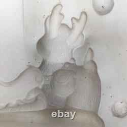 XL Santa Sleigh Reindeer Ceramic Mold Kimple 2576 Christmas HUGE 14x8 MINT