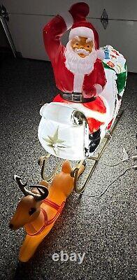X. Vintage Classic General Foam Reindeer Pulling Santa & Sleigh With Toys Tested