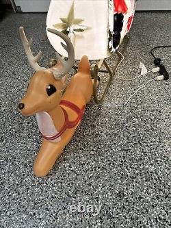 X. Vintage Classic General Foam Reindeer Pulling Santa & Sleigh With Toys Tested