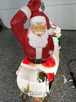 X. Vintage Classic General Foam Reindeer Pulling Santa & Sleigh With Toys Tested