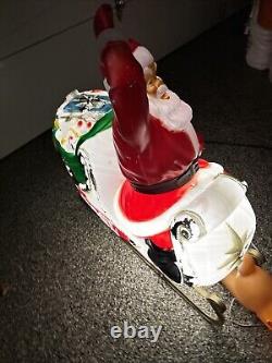 X. Vintage Classic General Foam Reindeer Pulling Santa & Sleigh With Toys Tested