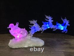 Xmas 2003 HERITAGE MINT HOLIDAY ICE SCULPTURE LIGHTED SANTA SLEIGH 6 REINDEER