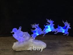 Xmas 2003 HERITAGE MINT HOLIDAY ICE SCULPTURE LIGHTED SANTA SLEIGH 6 REINDEER