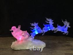 Xmas 2003 HERITAGE MINT HOLIDAY ICE SCULPTURE LIGHTED SANTA SLEIGH 6 REINDEER
