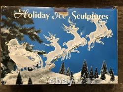 Xmas 2003 HERITAGE MINT HOLIDAY ICE SCULPTURE LIGHTED SANTA SLEIGH 6 REINDEER