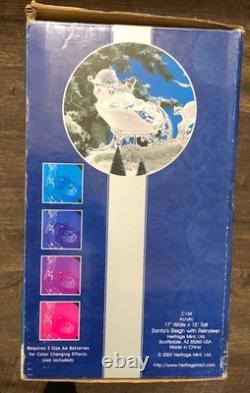 Xmas 2003 HERITAGE MINT HOLIDAY ICE SCULPTURE LIGHTED SANTA SLEIGH 6 REINDEER