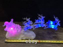 Xmas 2003 HERITAGE MINT HOLIDAY ICE SCULPTURE LIGHTED SANTA SLEIGH 6 REINDEER