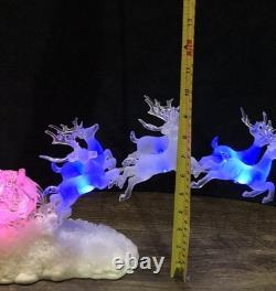 Xmas 2003 HERITAGE MINT HOLIDAY ICE SCULPTURE LIGHTED SANTA SLEIGH 6 REINDEER