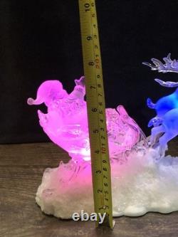 Xmas 2003 HERITAGE MINT HOLIDAY ICE SCULPTURE LIGHTED SANTA SLEIGH 6 REINDEER