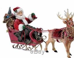 Xmas Decoration Santa Sleigh Deer Decor Beauty Colorful Reindeer Under Tree New