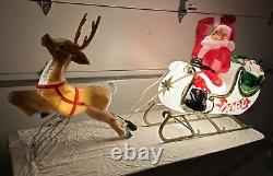Y. 38 Vintage Empire  Santa In His Sleigh With Reindeer Noel Holiday Blow Mold