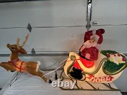 Y. 38 Vintage Empire  Santa In His Sleigh With Reindeer Noel Holiday Blow Mold