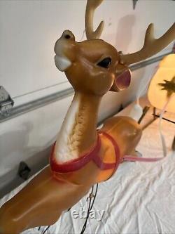 Y. 38 Vintage Empire  Santa In His Sleigh With Reindeer Noel Holiday Blow Mold