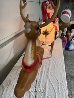 Y. 38 Vintage Empire  Santa In His Sleigh With Reindeer Noel Holiday Blow Mold
