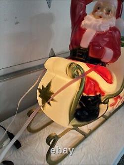 Y. 38 Vintage Empire  Santa In His Sleigh With Reindeer Noel Holiday Blow Mold