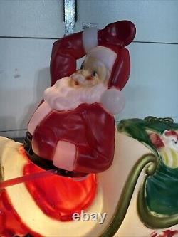 Y. 38 Vintage Empire  Santa In His Sleigh With Reindeer Noel Holiday Blow Mold