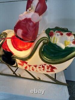Y. 38 Vintage Empire  Santa In His Sleigh With Reindeer Noel Holiday Blow Mold