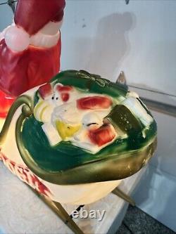 Y. 38 Vintage Empire  Santa In His Sleigh With Reindeer Noel Holiday Blow Mold