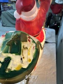 Y. 38 Vintage Empire  Santa In His Sleigh With Reindeer Noel Holiday Blow Mold