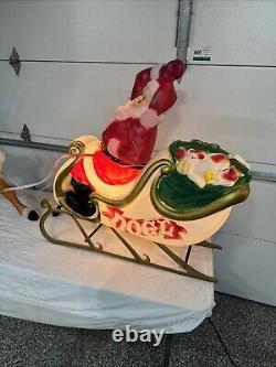 Y. 38 Vintage Empire  Santa In His Sleigh With Reindeer Noel Holiday Blow Mold