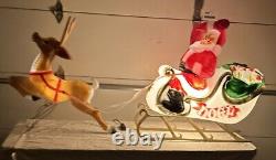 Y. 38 Vintage Empire  Santa In His Sleigh With Reindeer Noel Holiday Blow Mold