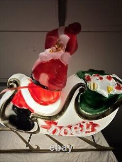 Y. 38 Vintage Empire  Santa In His Sleigh With Reindeer Noel Holiday Blow Mold