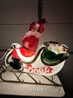 Y. 38 Vintage Empire  Santa In His Sleigh With Reindeer Noel Holiday Blow Mold