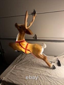 Y. 38 Vintage Empire  Santa In His Sleigh With Reindeer Noel Holiday Blow Mold