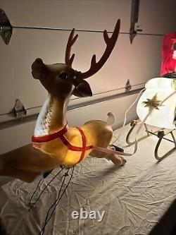 Y. 38 Vintage Empire  Santa In His Sleigh With Reindeer Noel Holiday Blow Mold