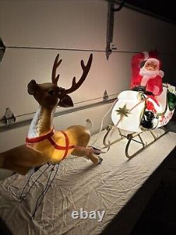Y. 38 Vintage Empire  Santa In His Sleigh With Reindeer Noel Holiday Blow Mold