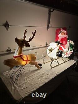 Y. 38 Vintage Empire  Santa In His Sleigh With Reindeer Noel Holiday Blow Mold