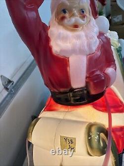 Y. 38 Vintage Empire  Santa In His Sleigh With Reindeer Noel Holiday Blow Mold