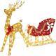 Yaheetech 4ft Lighted Christmas Reindeer Santa Sleigh Set Light-up Outdoor Xmas
