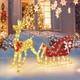 Yaheetech Lighted Christmas Reindeer & Santa Sleigh Set, Light-up Outdoor Xmas H