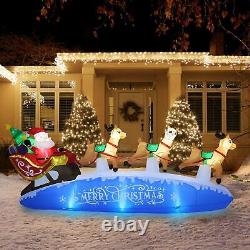 ZPISF 10 FT Santa Sleigh With Reindeer Christmas Inflatables Outdoor Christmas